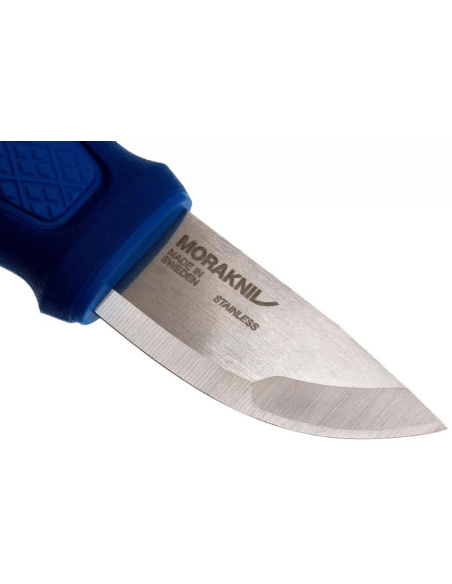 Mora Eldris 12631 lille lommekniv 5,9 cm rustfrit stålblad blåt gummihåndtag med ildstarter + skede