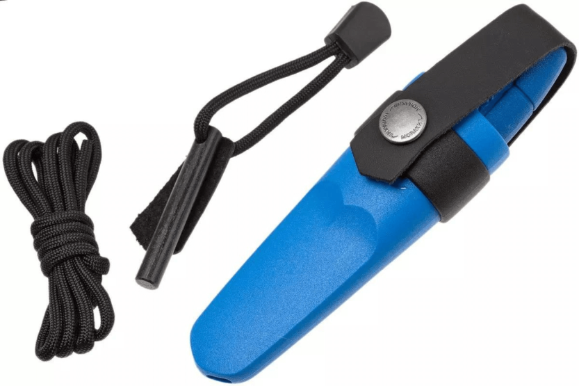 Mora Eldris 12631 small pocket knife 5.9cm stainless steel blade blue rubber handle with fire starter + sheath
