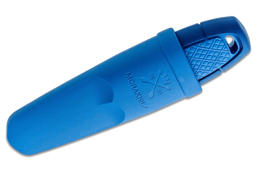 Canivete pequeno Mora Eldris 12631 Lâmina de aço inoxidável de 5,9 cm Cabo de borracha azul com iniciador de fogo + bainha