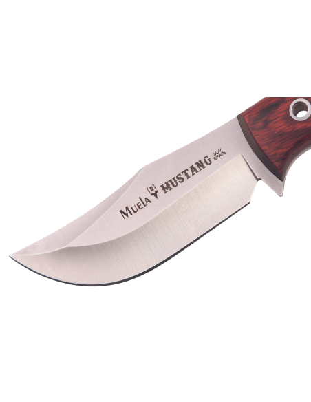 Muela Mustang 9332 kniv blad i rostfritt stål 8cm stamina handtag + läderslida