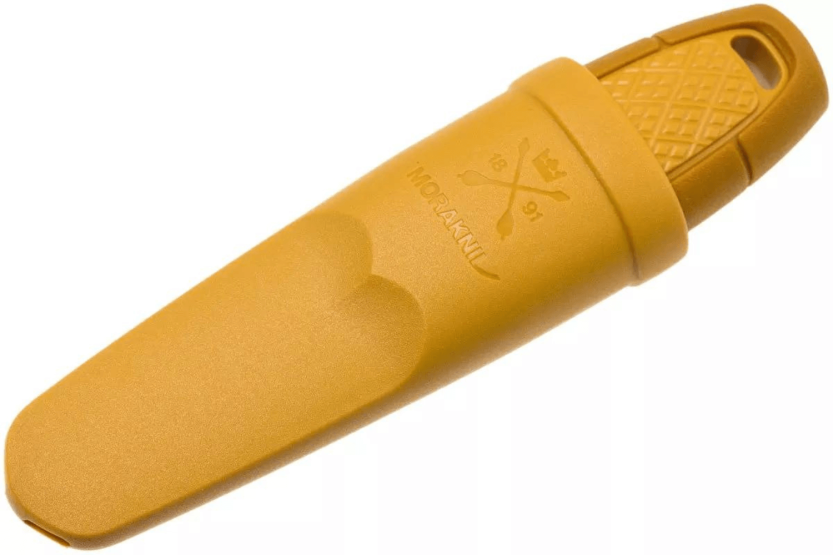 Mora Eldris 12632 small pocket knife 5.9cm stainless steel blade yellow rubber handle with fire starter + sheath