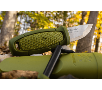 Mora Eldris 12633 fickkniv 5,9cm rostfritt stålblad grönt gummihandtag med tändare + fodral 2
