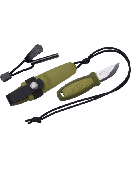 Mora Eldris 12633 zakmes 5,9cm roestvrijstalen lemmet groen rubber handvat met aansteker + etui