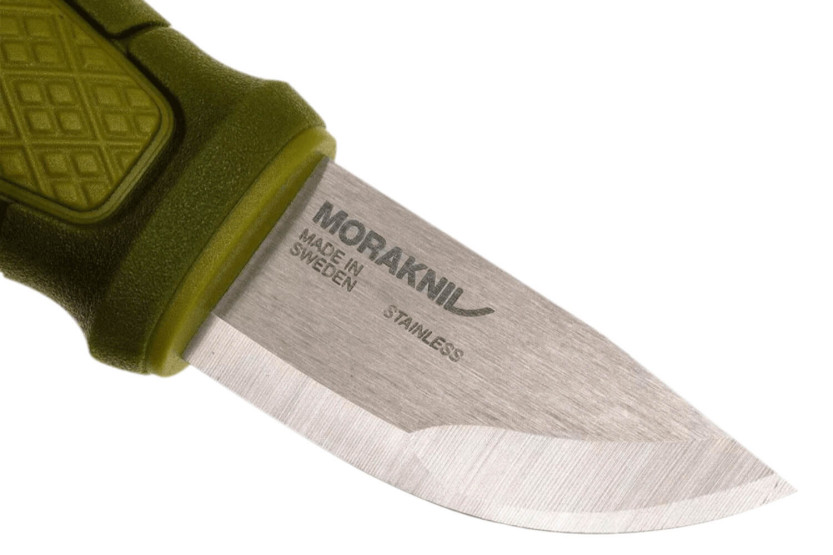 Mora Eldris 12633 lille kniv 5,9 cm rustfrit stålblad grønt gummihåndtag + ildstarter + skede