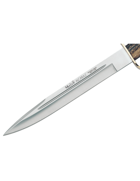 Muela Alcaraz 9214 Messer mit 26cm Klinge aus rostfreiem Stahl, Griff aus Hirschgeweih + Lederetui