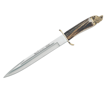 Muela Alcaraz 9214 roestvrijstalen mes 26cm hertenhouten handvat + leren schede