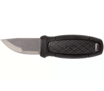 Canivete Mora Eldris 12647 com lâmina de aço inoxidável de 5,9 cm e cabo de borracha preta + estojo
