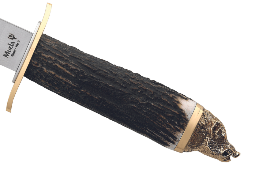 Faca Muela Wildboar 9299 lâmina em aço inoxidável cabo de chifre de veado de 16 cm + bainha e estojo em pele