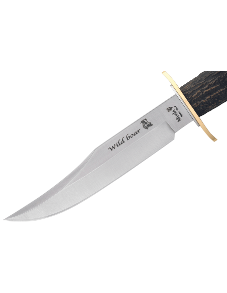 Muela Wildboar Knife 9299 lama in acciaio inox 16cm manico in corno di cervo + fodero in pelle e custodia