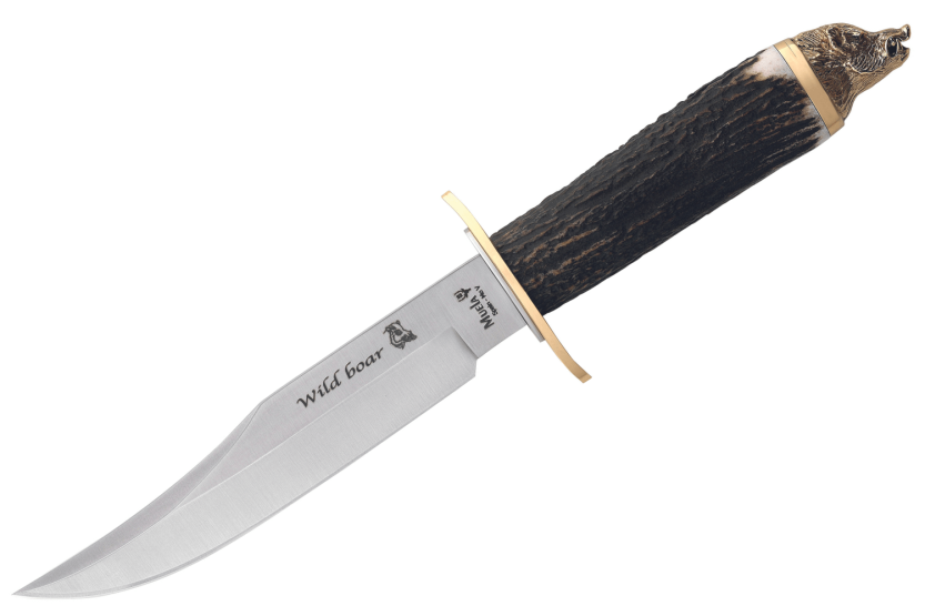 Faca Muela Wildboar 9299 lâmina em aço inoxidável cabo de chifre de veado de 16 cm + bainha e estojo em pele
