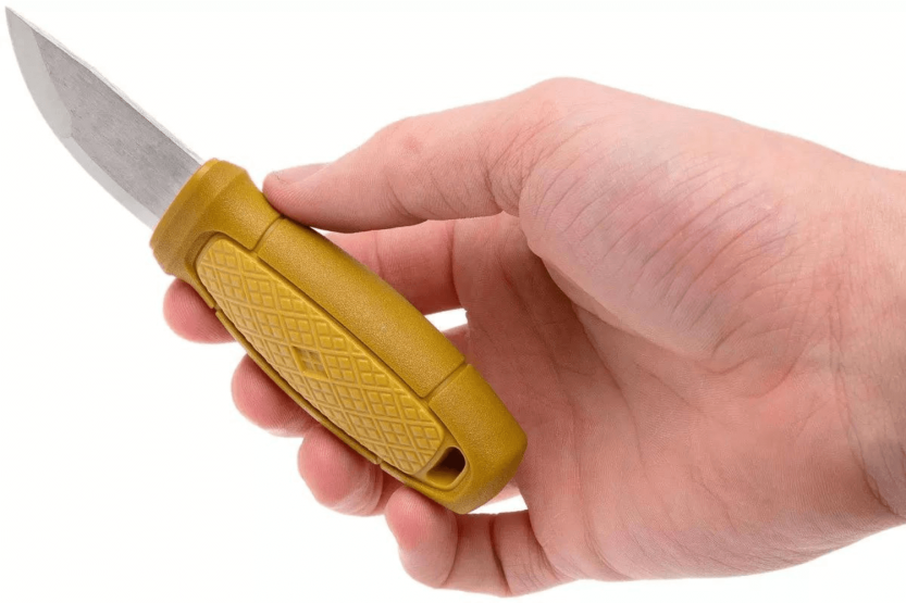 Mora Eldris 12650 fickkniv 5,9cm blad rostfritt stål gult gummihandtag + fodral