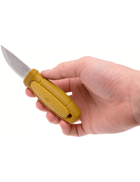 Mora Eldris 12650 lommekniv 5,9 cm blad i rustfritt stål, gult gummihåndtak + etui