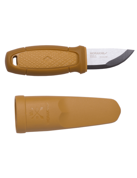 Mora Eldris 12650 lommekniv 5,9 cm rustfrit stålblad gult gummihåndtag + etui