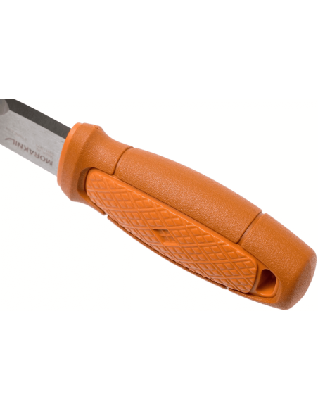 Canivete Mora Eldris 13501 Lâmina de aço inoxidável de 5,9 cm Cabo de borracha laranja queimado + estojo