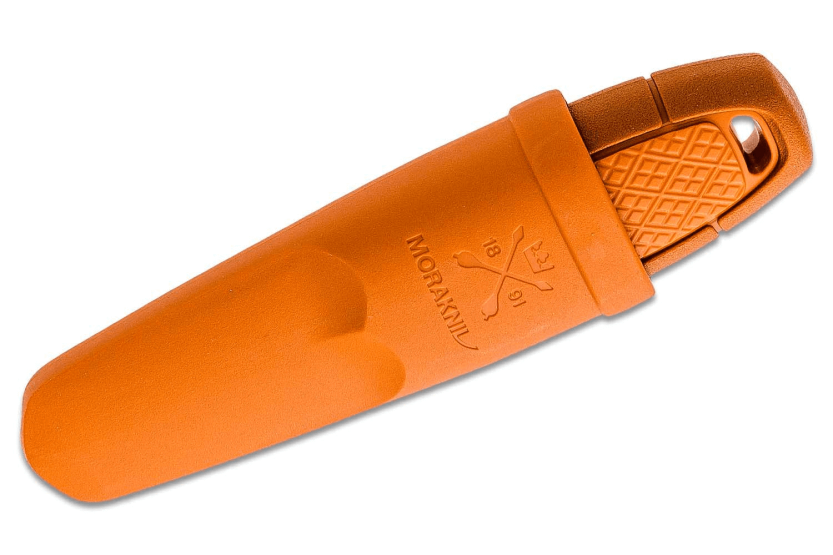 Navaja Mora Eldris 13501 5.9cm hoja acero inoxidable mango goma naranja quemado + funda