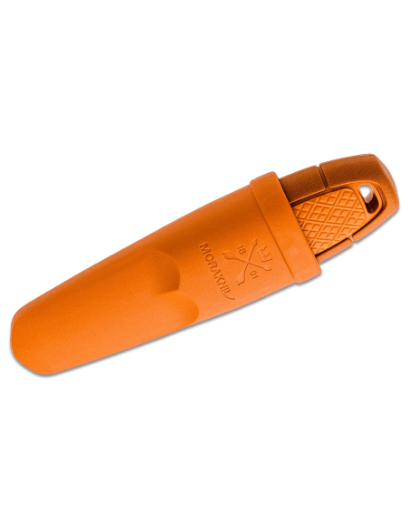Canivete Mora Eldris 13501 Lâmina de aço inoxidável de 5,9 cm Cabo de borracha laranja queimado + estojo