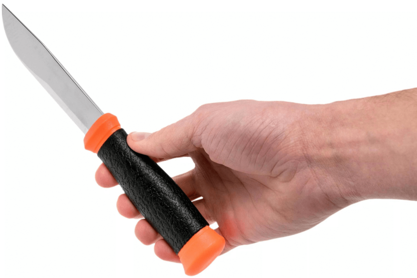 Mora 2000 12057 coltello 10,9 cm lama in acciaio inox manico in gomma nero/arancio + custodia