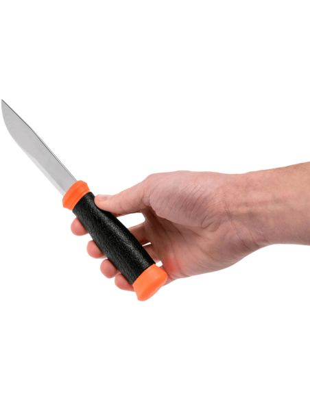 Mora 2000 12057 kniv 10,9cm rostfritt stålblad svart/orange gummihandtag + fodral