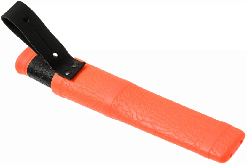 Faca Mora 2000 12057 Lâmina de aço inoxidável de 10,9 cm Cabo de borracha preto/laranja + estojo