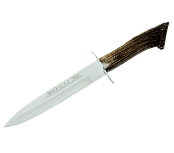 Muela Alcaraz 9314 kniv blad i rostfritt stål 19cm handtag i hjorthorn + läderslida
