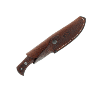 Muela Lakhota 9318 mes 12cm roestvrij staal bruin micarta handvat + lederen schede 2