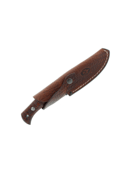 Muela Lakhota 9318 kniv 12 cm blad i rustfritt stål, brunt micartahåndtak + skinnslire