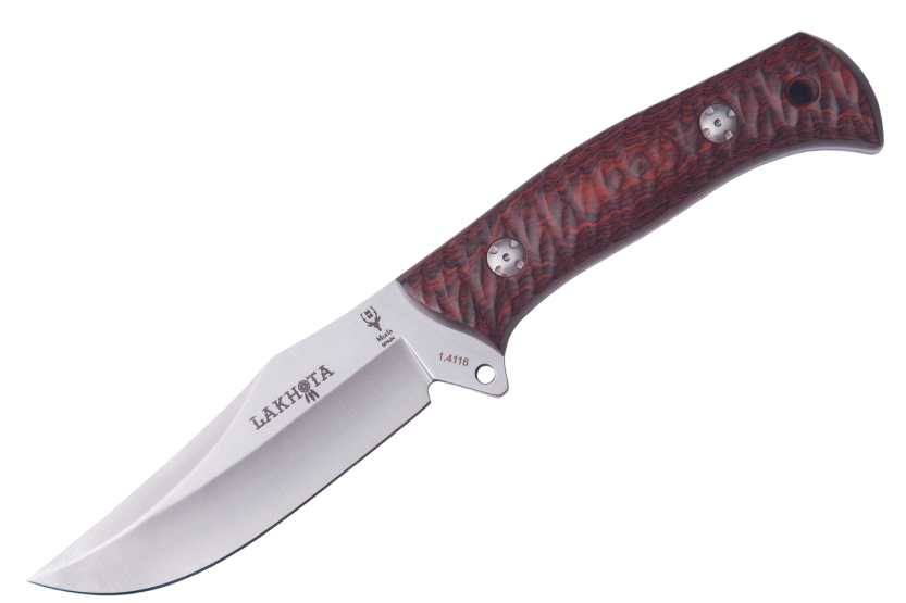 Muela Lakhota 9318 Messer mit 12cm Klinge aus rostfreiem Stahl und Griff aus braunem Micarta + Lederetui