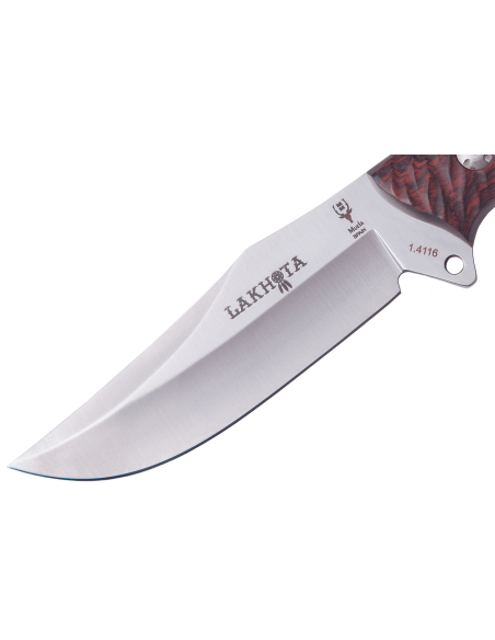 Muela Lakhota 9318 Messer mit 12cm Klinge aus rostfreiem Stahl und Griff aus braunem Micarta + Lederetui