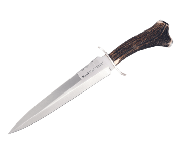 Muela Bear 9250 veitsi 24cm ruostumattomasta teräksestä terällä hirvikahva + nahkatuppi