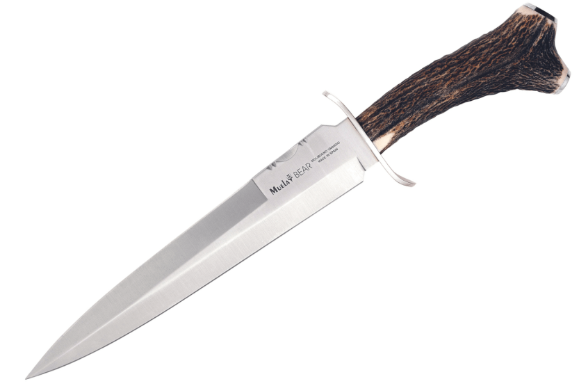 Muela Bear 9250 kniv 24cm blad rostfritt stål hjorthandtag + läderslida