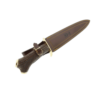 Muela Bear 9250 kniv 24cm blad rostfritt stål hjorthandtag + läderslida 2