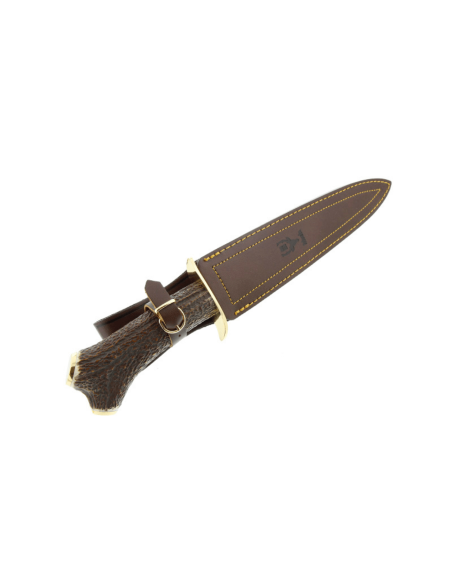 Muela Bear 9250 kniv 24cm blad rostfritt stål hjorthandtag + läderslida