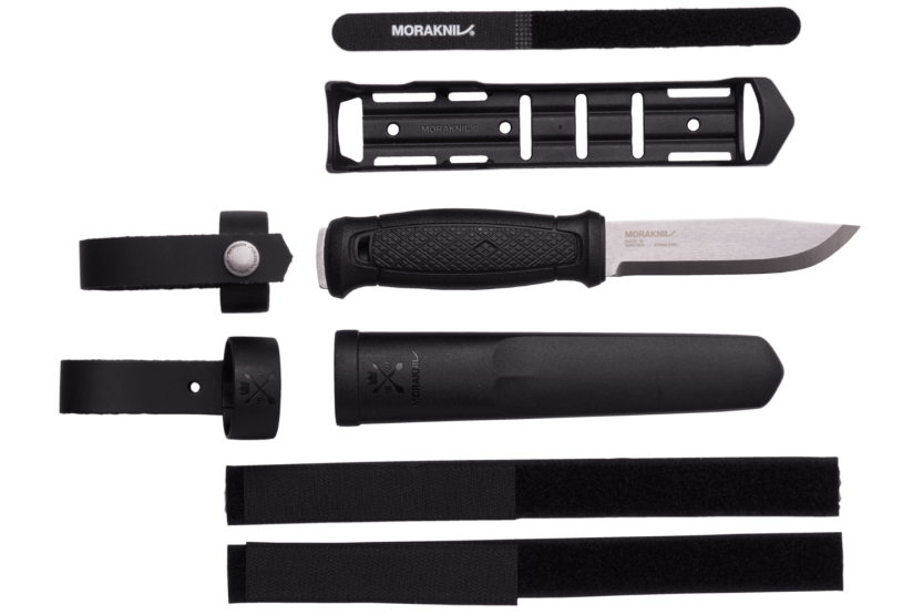 Cuchillo Mora Garberg Multi-Mount 12642 10.9cm hoja acero inoxidable mango poliamida negro + funda