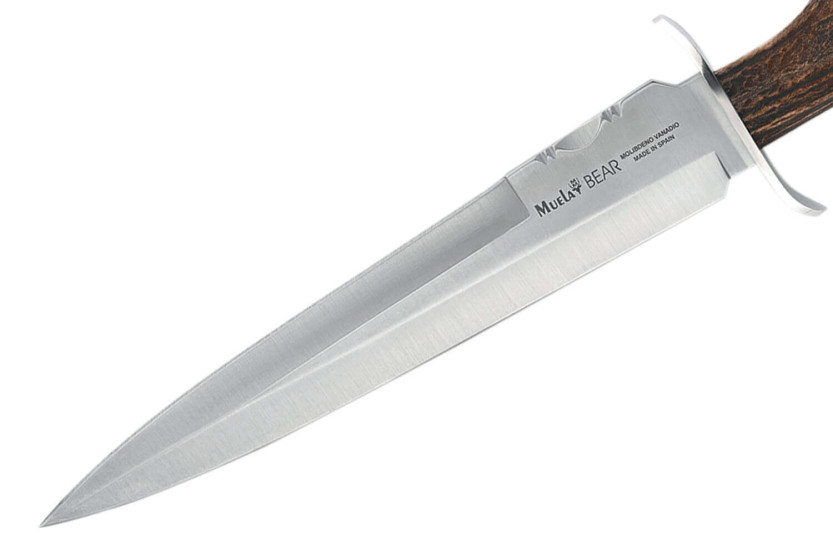 Muela Bear Knife 9254 blad i rustfrit stål 24 cm gevirhåndtag + læderskede