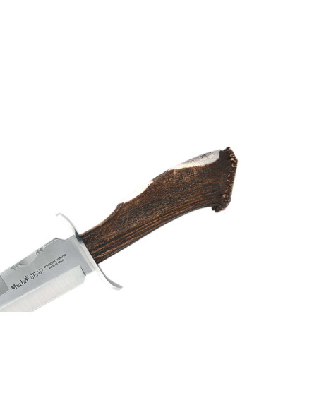 Muela Bear Mes 9254 roestvrij staal lemmet 24cm handvat van gewei + lederen schede