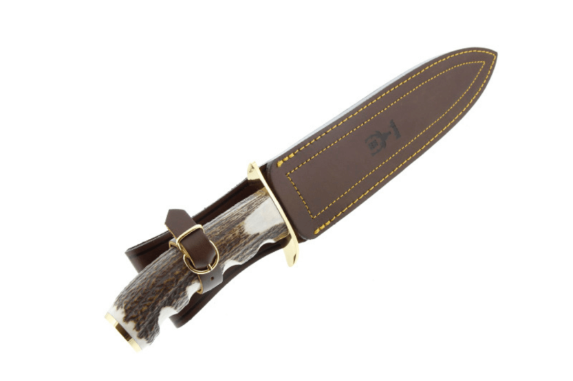 Muela Cerf 9316 kniv blad i rustfrit stål 24 cm gevirhåndtag + læderskede