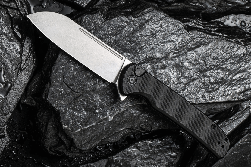 C200221 CIVIVI Cuchillo plegable Chevalier con mango de G10 y fibra de carbono negra 11.2cm