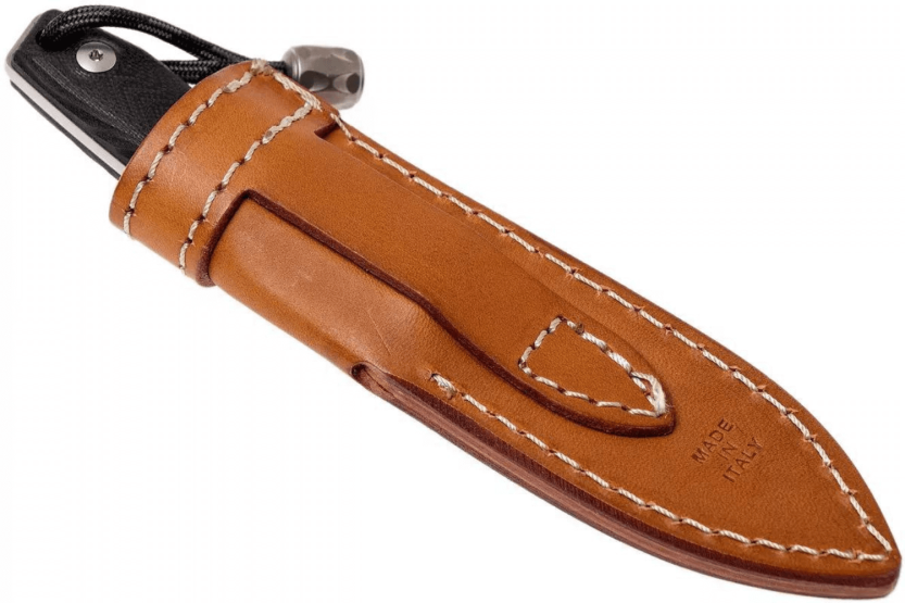 Cuchillo LionSteel M1.GBK 7.5cm hoja mango G10 negro + funda de cuero