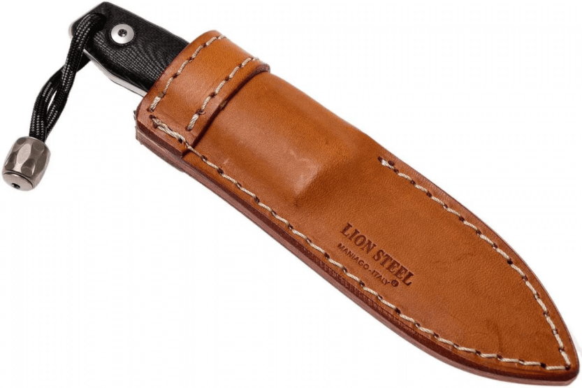 LionSteel M1.GBK coltello 7,5 cm lama nera manico G10 + fodero in pelle