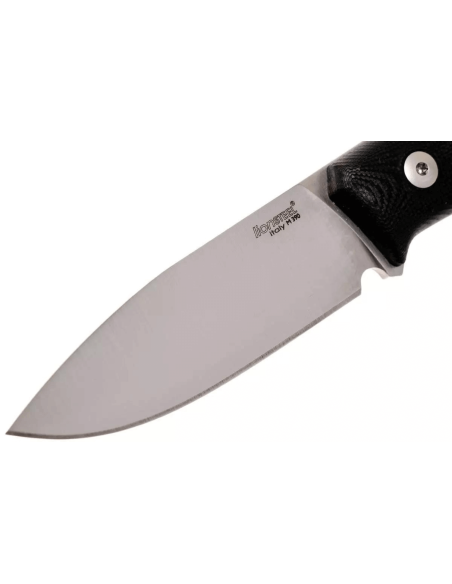 LionSteel M1.GBK kniv 7,5 cm blad sort G10 håndtag + læderskede