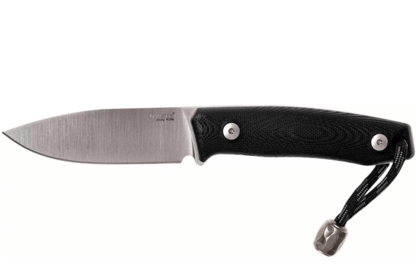 LionSteel M1.GBK coltello 7,5 cm lama nera manico G10 + fodero in pelle