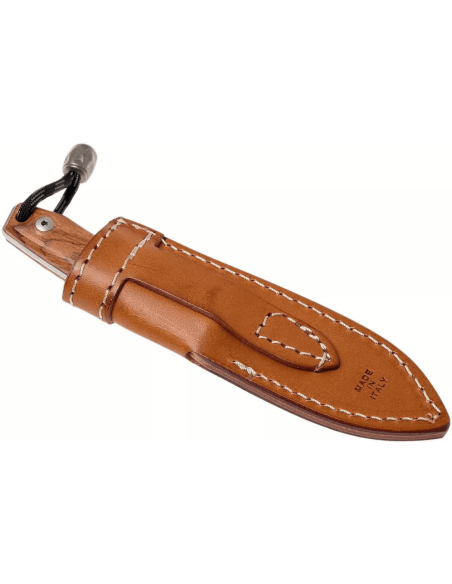 LionSteel M1.ST kniv 7,5 cm blad Santos trähandtag + läderslida