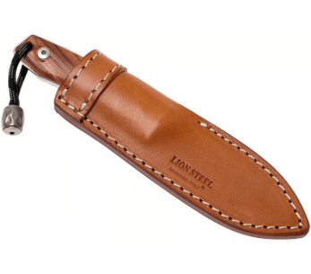 LionSteel M1.ST mes 7.5cm lemmet Santos houten handvat + leren schede 2