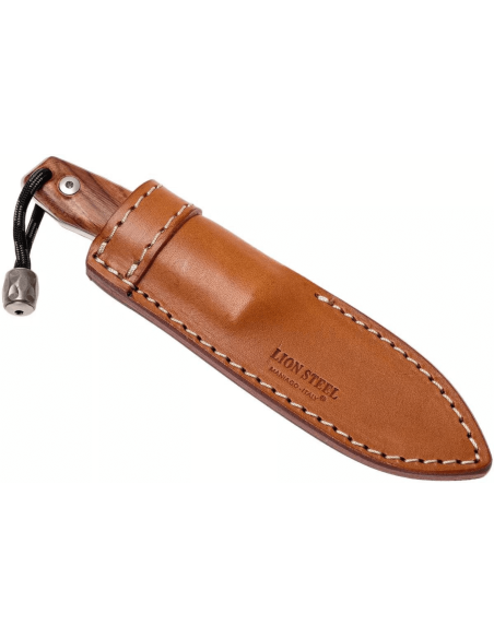 LionSteel M1.ST coltello 7,5 cm lama Santos manico in legno + fodero in pelle