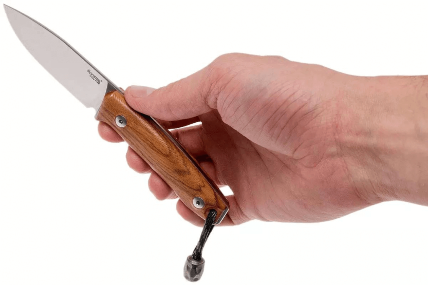 LionSteel M1.ST kniv 7,5 cm blad Santos træhåndtag + læderskede