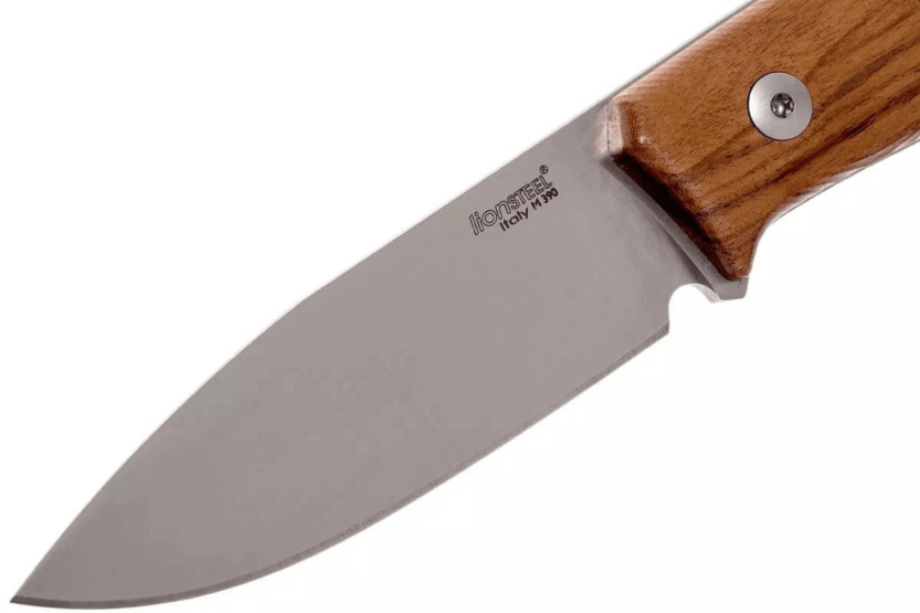 LionSteel M1.ST kniv 7,5 cm blad Santos træhåndtag + læderskede