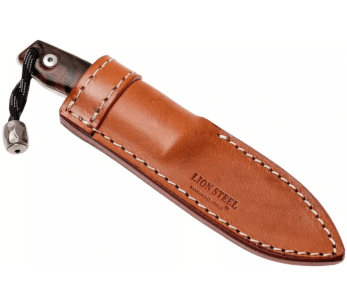 LionSteel M1.WN veitsi 7.5cm terä pähkinäkahva + nahkatuppi 2