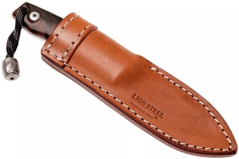 Cuchillo LionSteel M1.WN 7.5cm hoja mango nogal + funda cuero