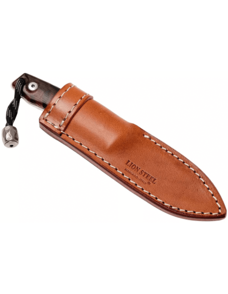 LionSteel M1.WN kniv 7,5 cm blad valnötshandtag + läderslida