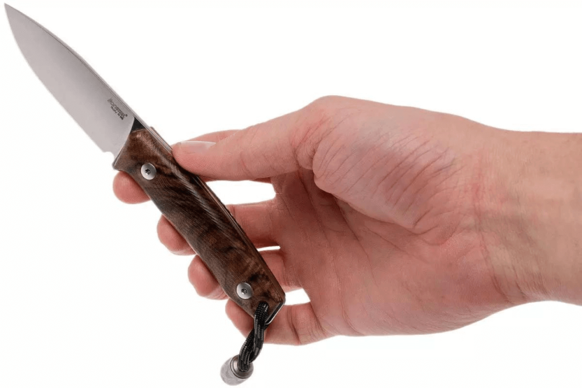 LionSteel M1.WN coltello lama 7,5 cm manico in noce + fodero in pelle